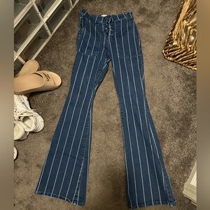 Gianni Bini Striped Flare Jeans